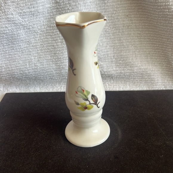 Lord Nelson Pottery Small Bud Vase Stamped 3734 Gold gilt  Trim Floral 5" - Picture 1 of 5